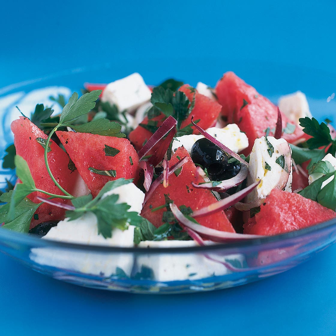 Watermelon, Feta and Black Olive Salad
