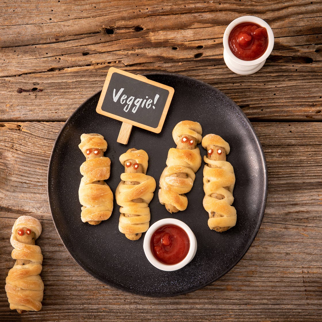 Vegetarische Würstchen Mumien