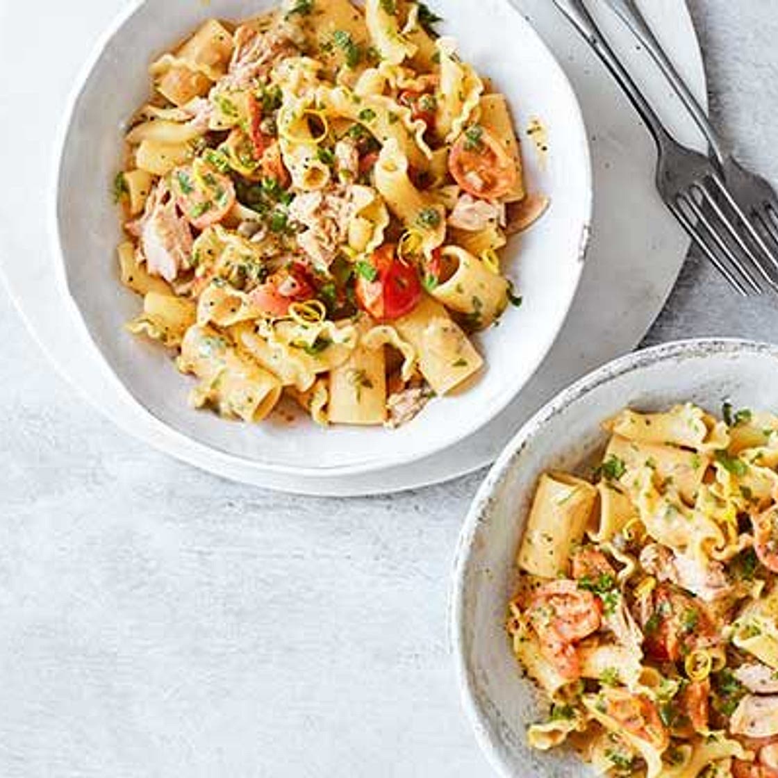 Lemony tuna, tomato & caper one-pot pasta