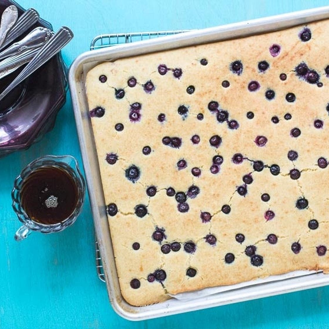 Lemon Blueberry Low FODMAP Sheet Pan Pancakes