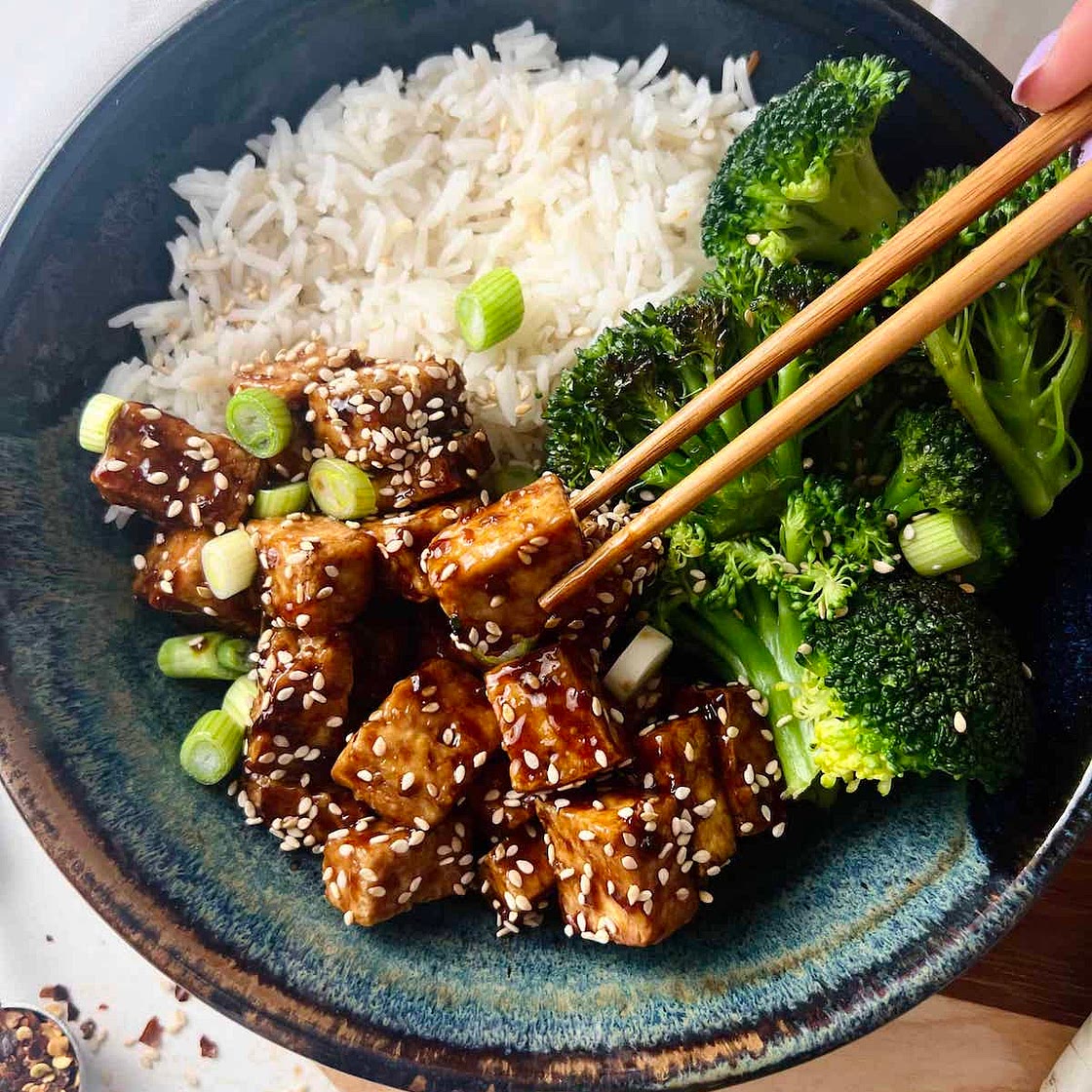 The Best Sticky Tofu with Sweet Chili Sauce