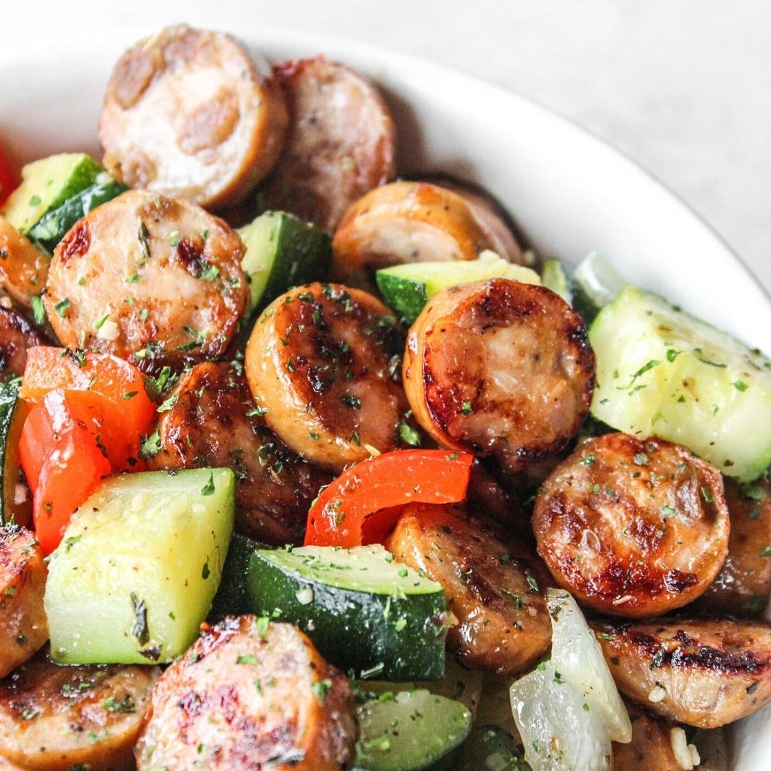20 Minute Skillet Sausage & Zucchini