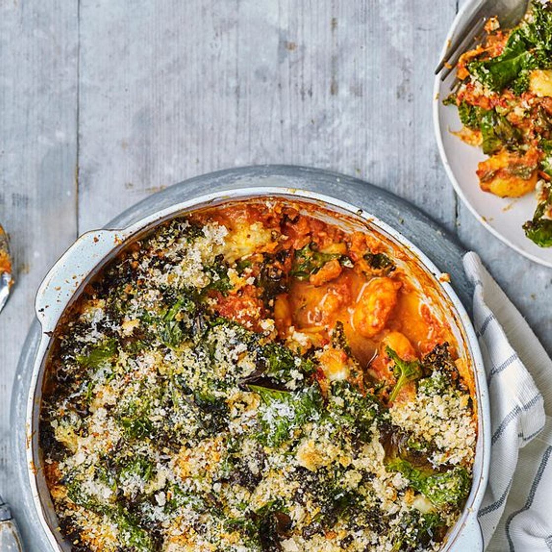 Kale and gnocchi parmesan bake