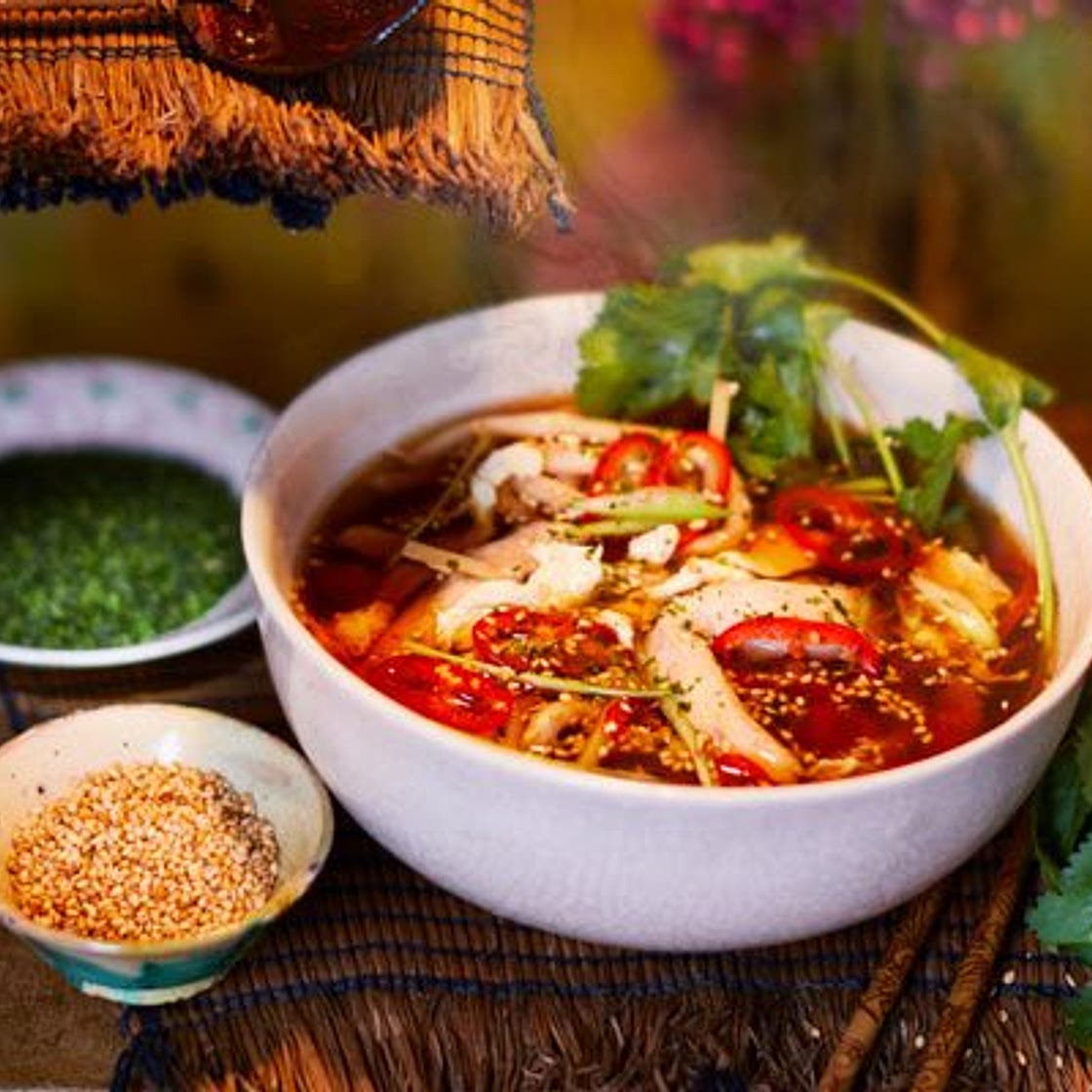 Warming chicken noodle soup