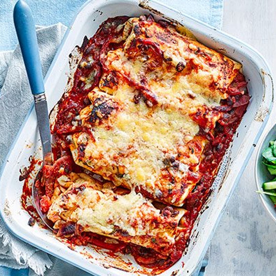 Chicken & bean enchiladas
