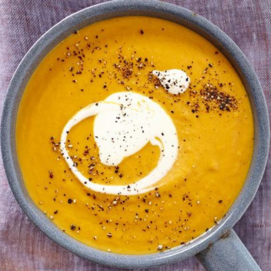 Roasted sweet potato & carrot soup