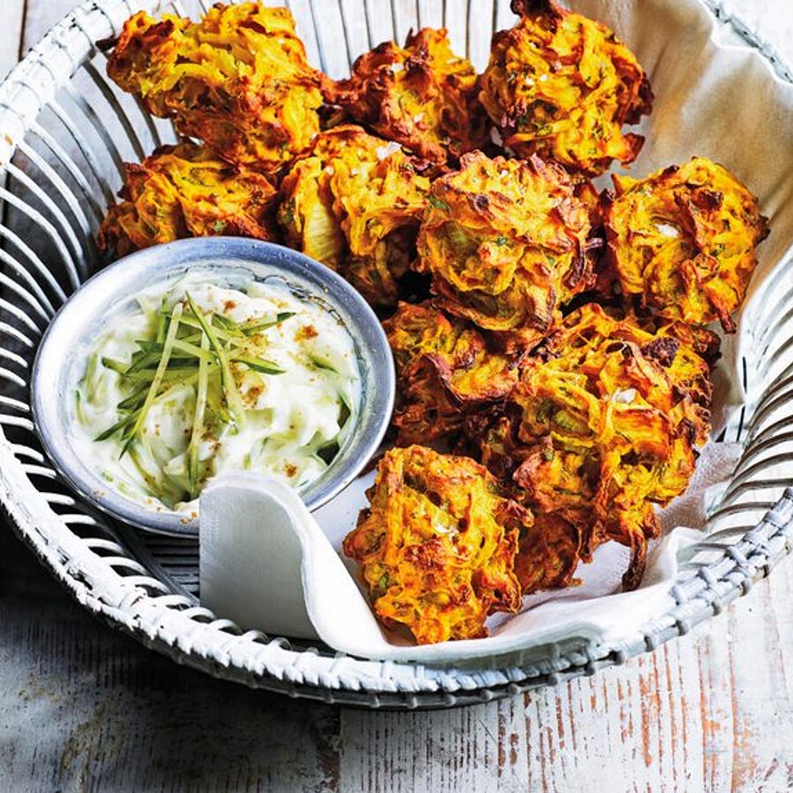 Baked onion bhajis
