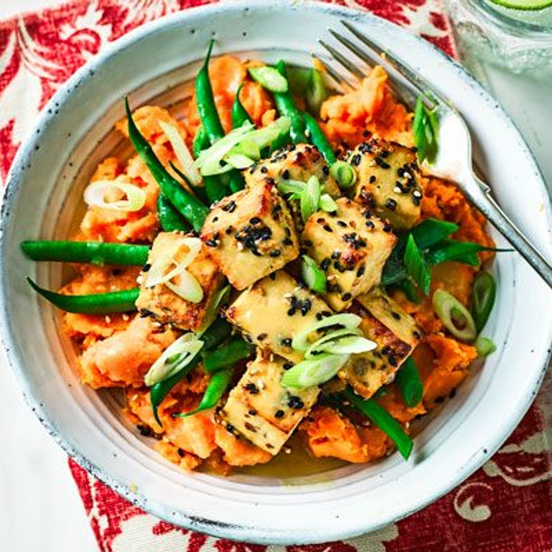 Miso roasted tofu with sweet potato