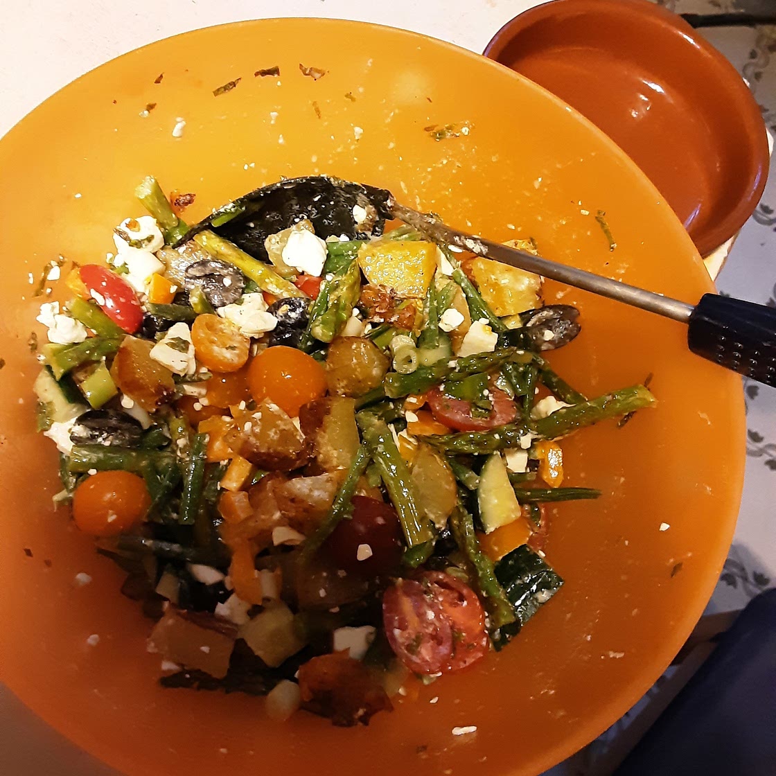 Roast potato salad with feta