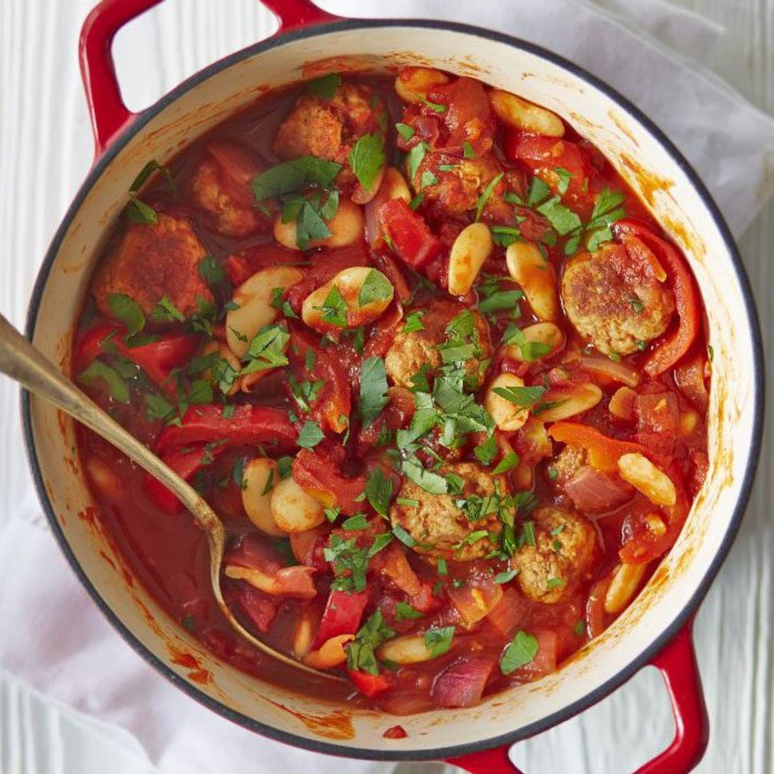 Spanish meatball & butter bean stew