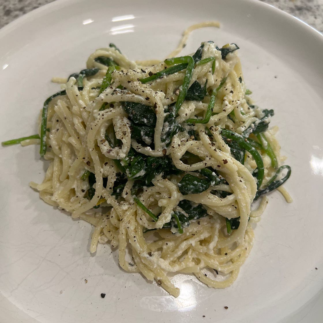 Lemon ricotta pasta & spinach