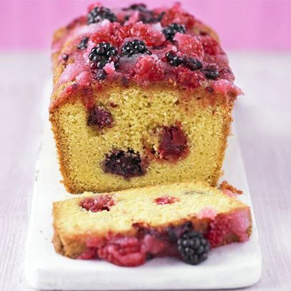 Summer fruit drizzle cake