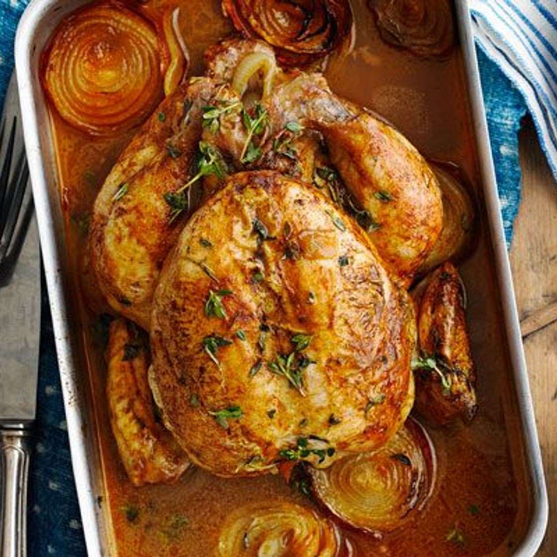 Lemon roast chicken with chorizo stuffing