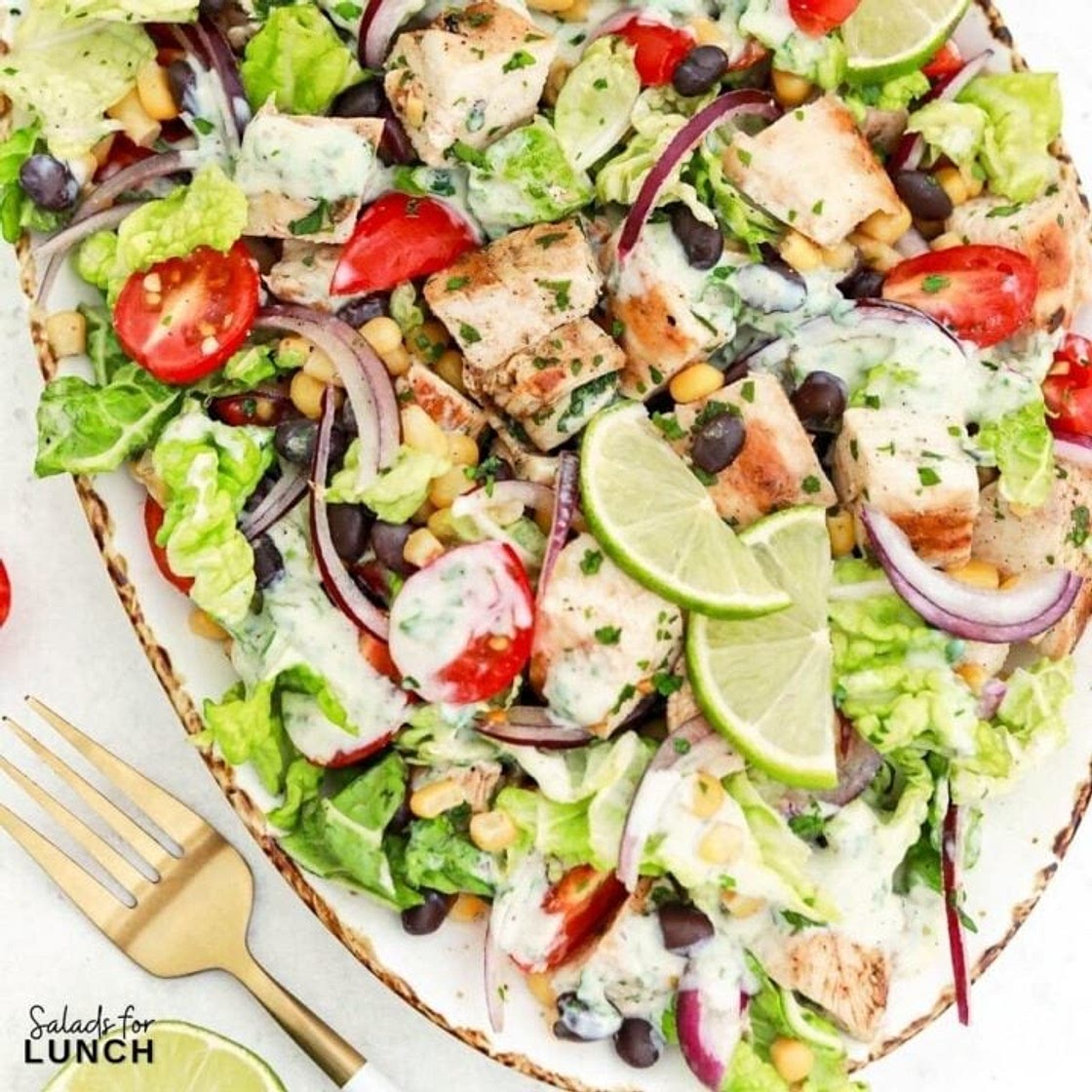 Mexican Inspired Grilled Chicken Salad with Creamy Honey Lime Dressing Recipe