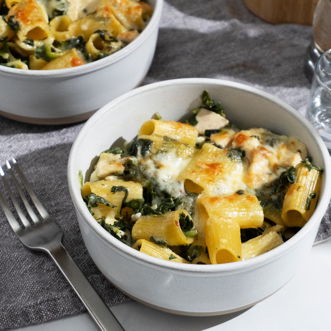Chicken & Spinach Alfredo Bake