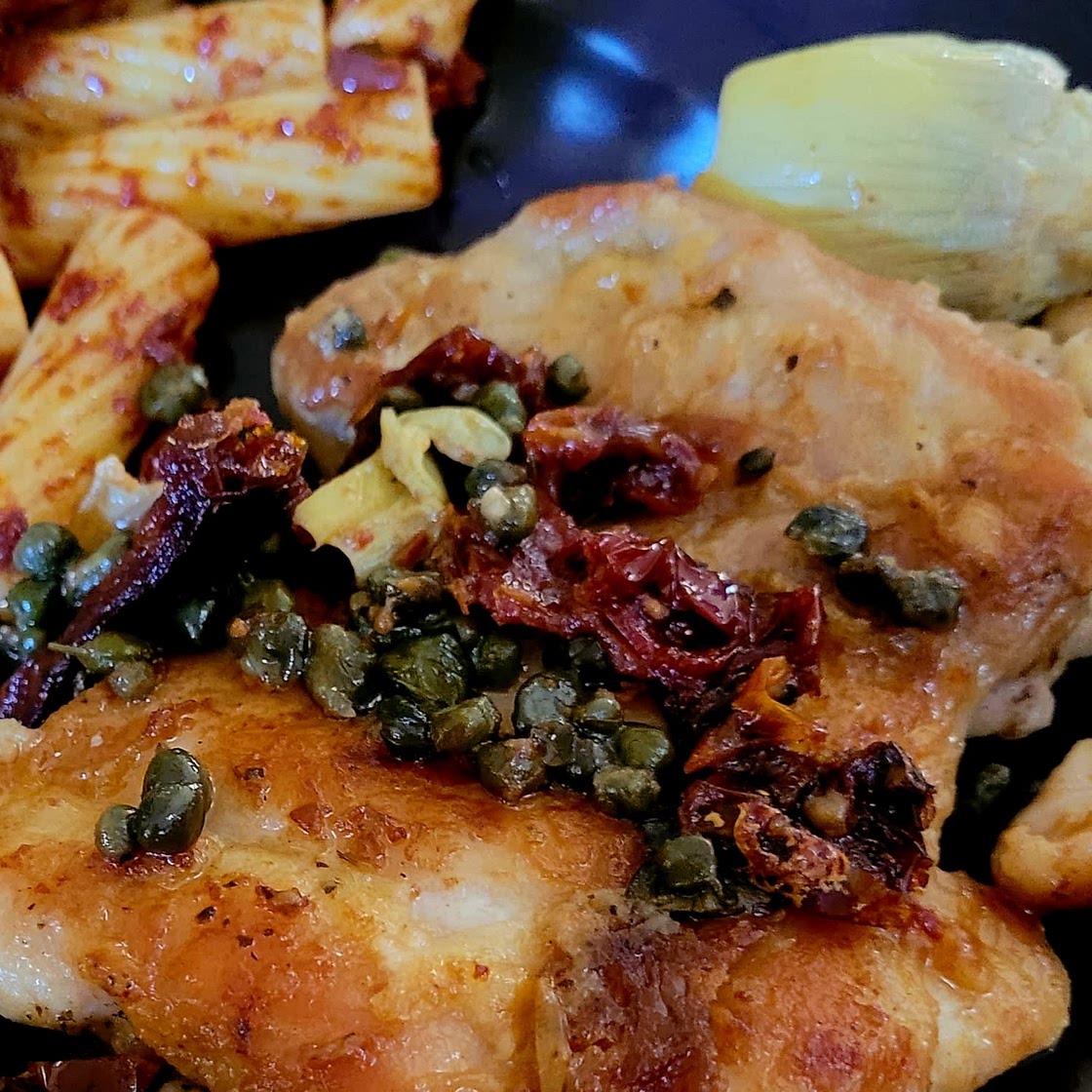 Mediterranean Chicken with Sun-Dried Tomatoes, Artichokes, and Capers