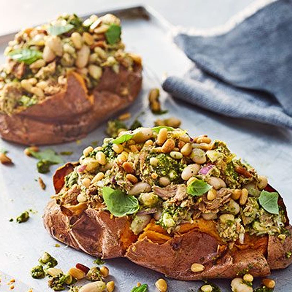 Pesto, cannellini bean & tuna jackets