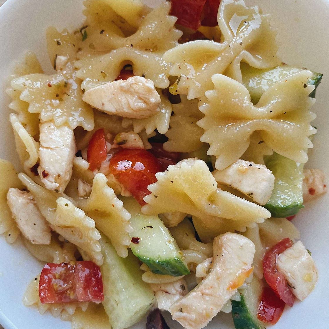 Pasta Salad with Cucumber, Tomato and Mozzarella