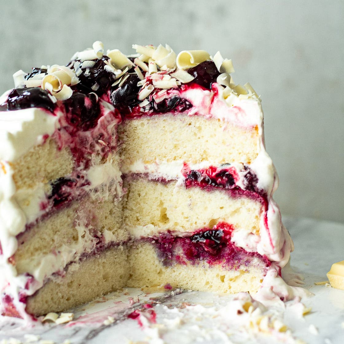 White Forest Cake Recipe with Whipped Cream Frosting