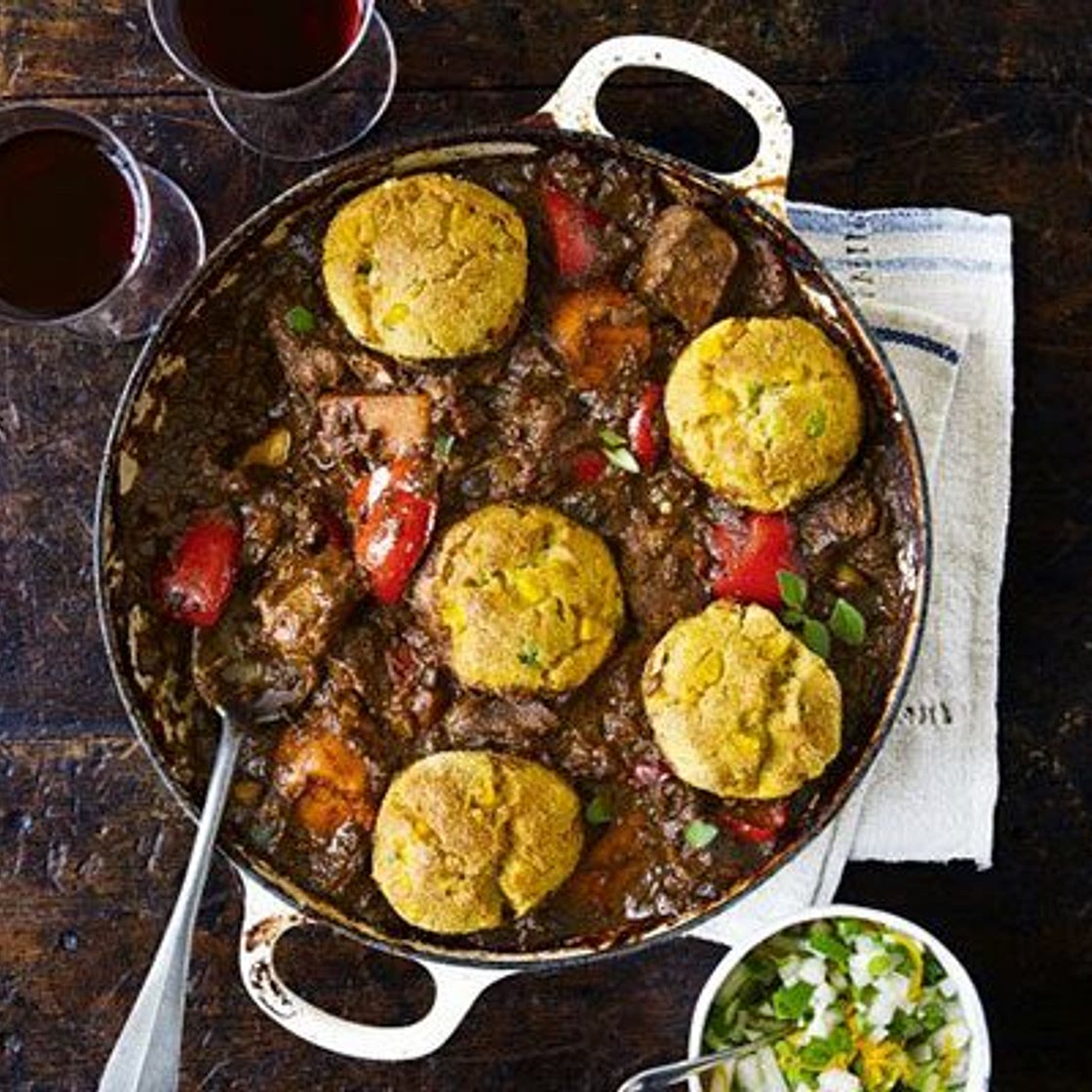 Brazilian pork stew with corn dumplings