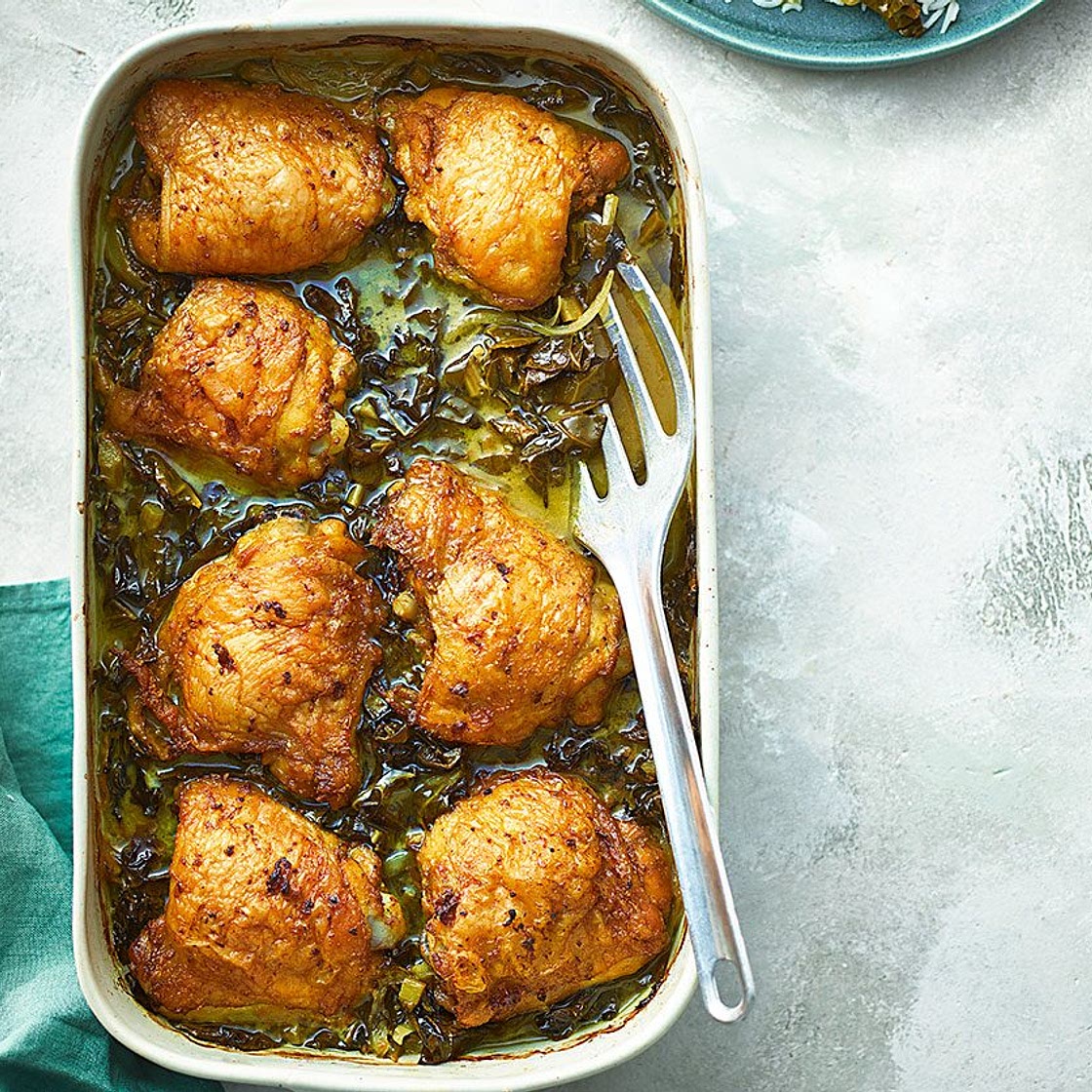 Coconut & turmeric baked chicken thighs