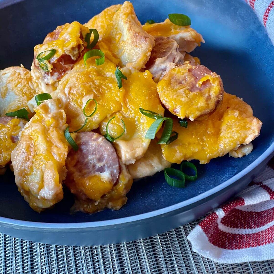 Crockpot Pierogi Casserole with Kielbasa