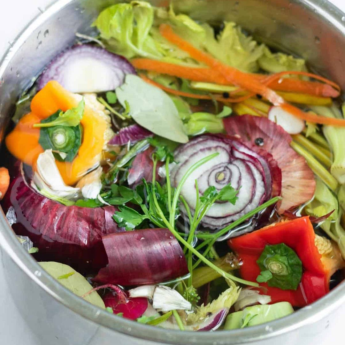 No-Waste Vegetable Broth (pressure cooker or stovetop)