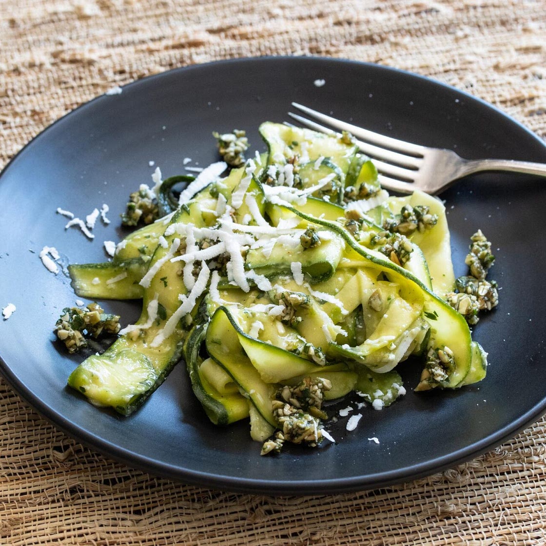 Zucchini Salad with Avocado, Pepita Parsley Gremolata