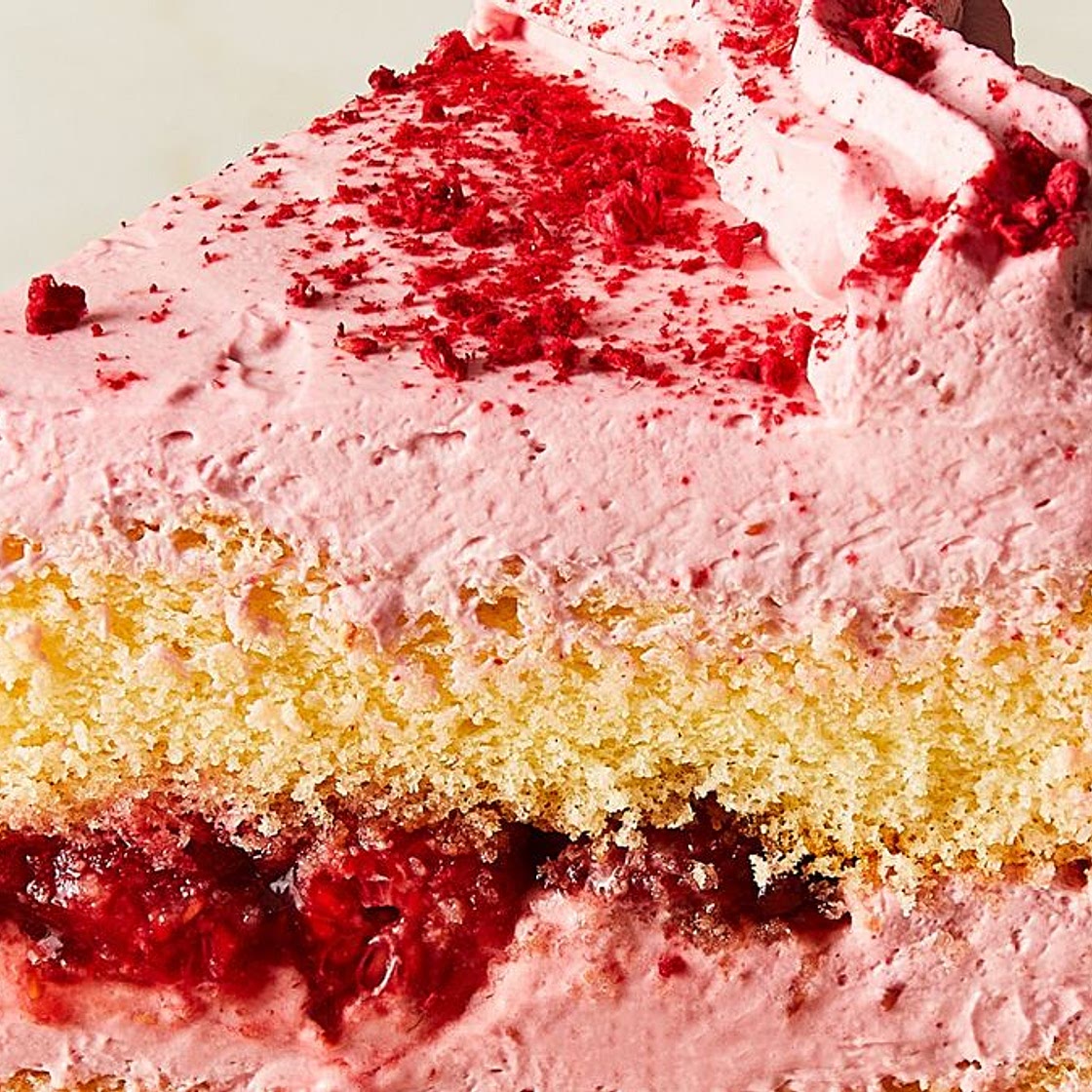 Raspberry Cake With Whipped Cream Filling by Shilpa Uskokovic