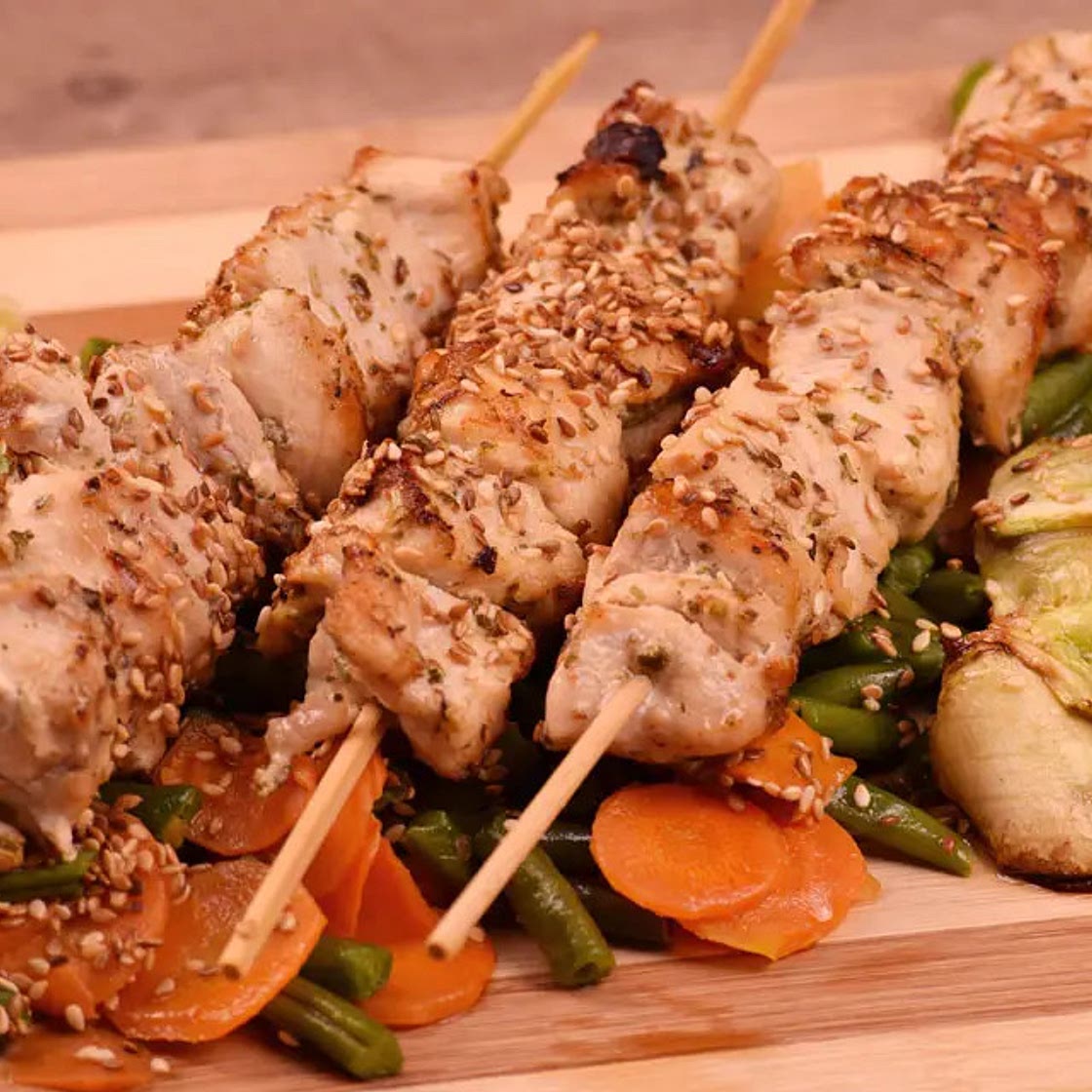 Pinchos de pollo en freidora sin aceite