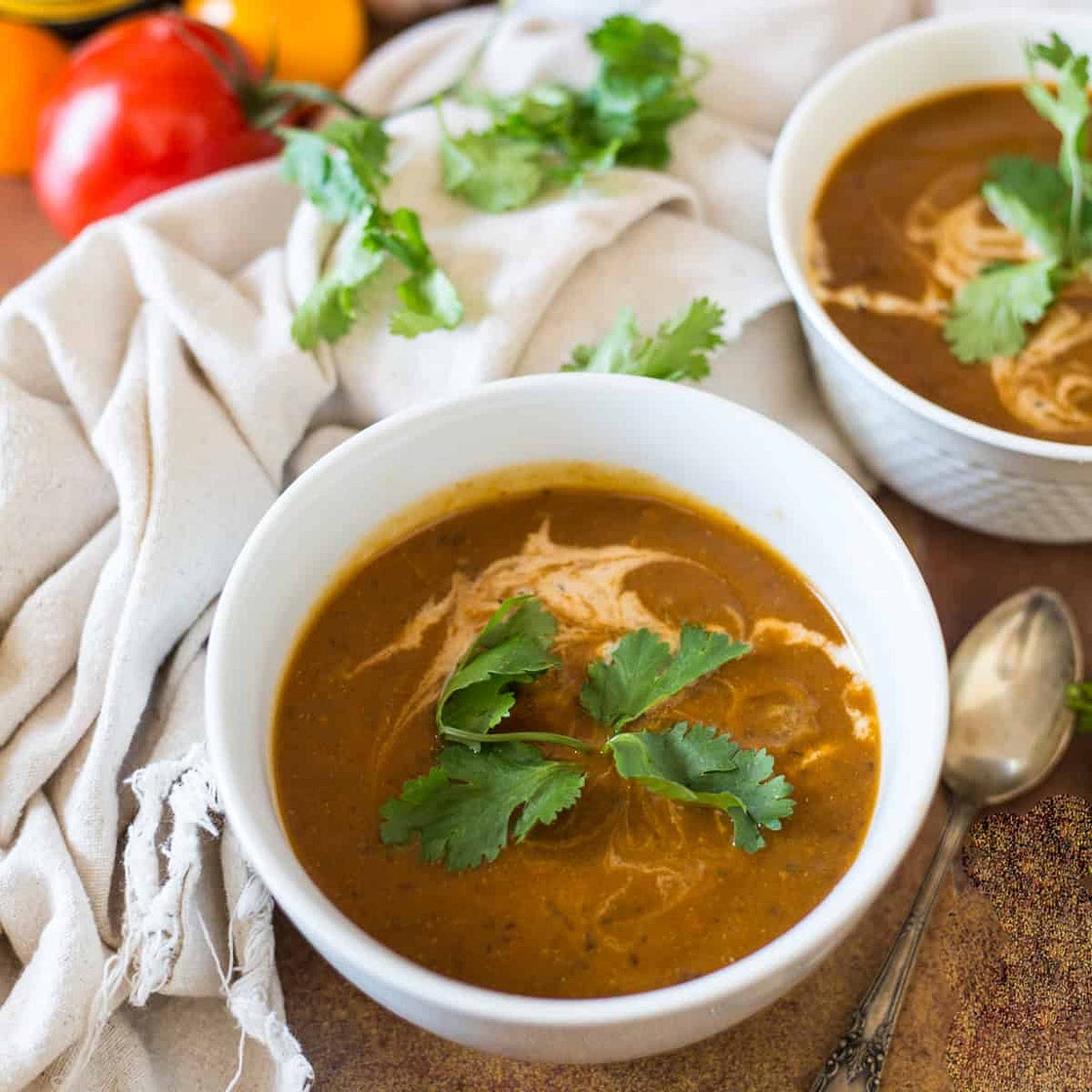 Creamy roasted eggplant soup