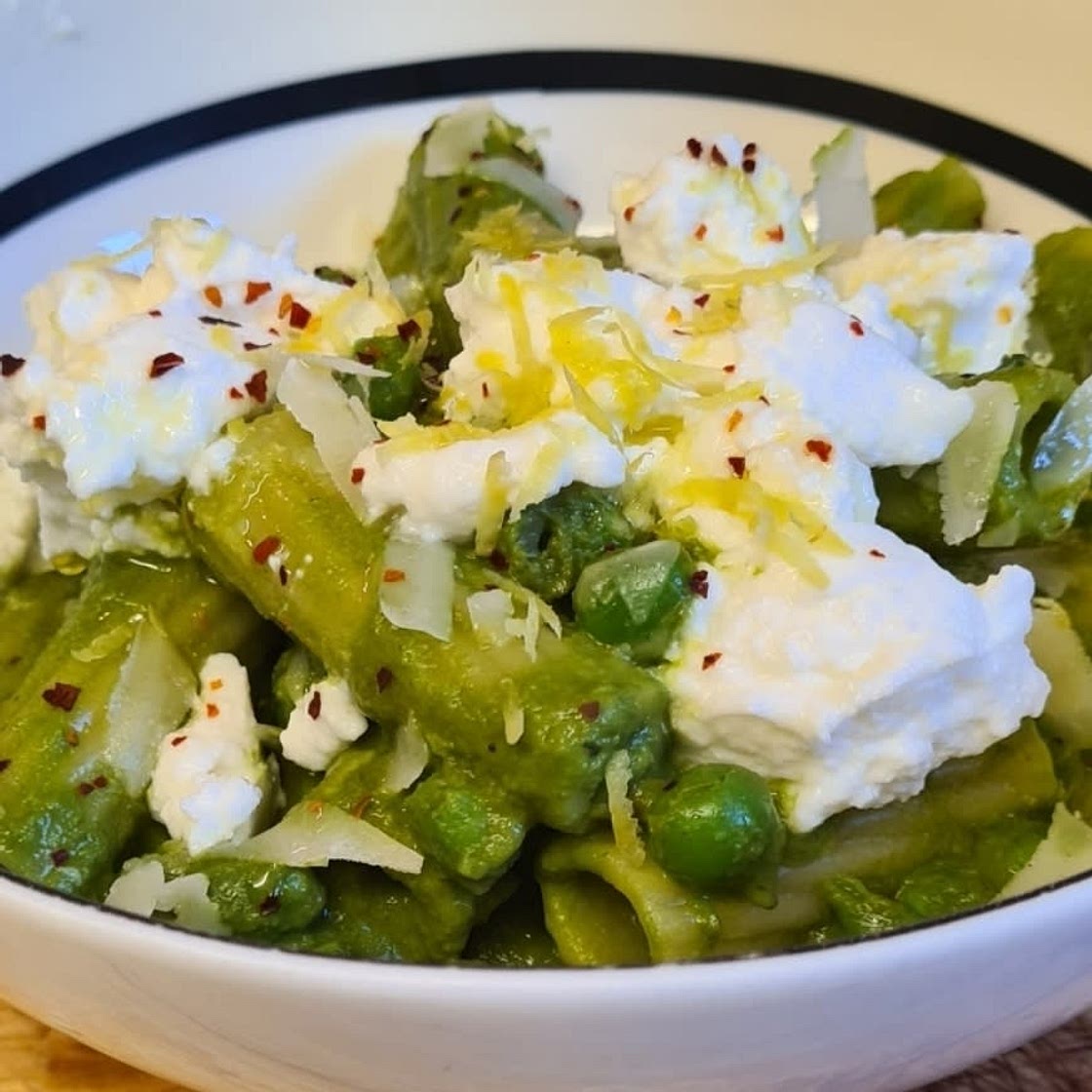 Broccoli Pesto Pasta with Green Olives
