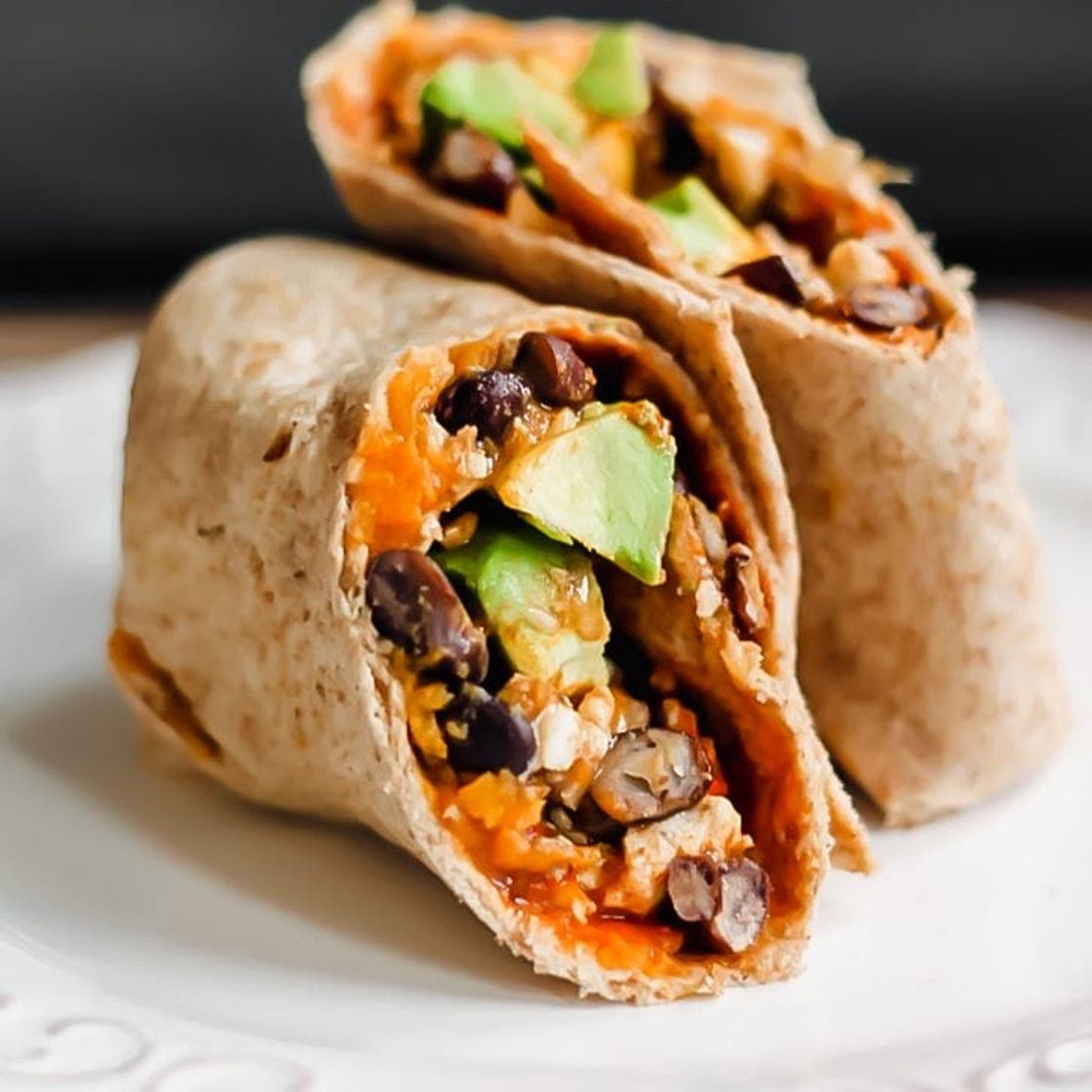 Sweet Potato, Black Bean & Egg White Breakfast Burritos