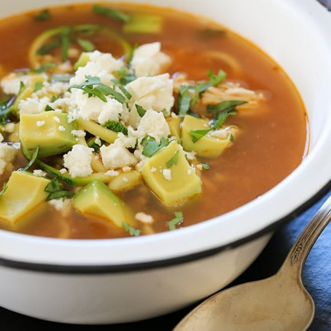 Chipotle Chicken Zucchini "Fideo" Soup (Slow Cooker or Instant Pot)