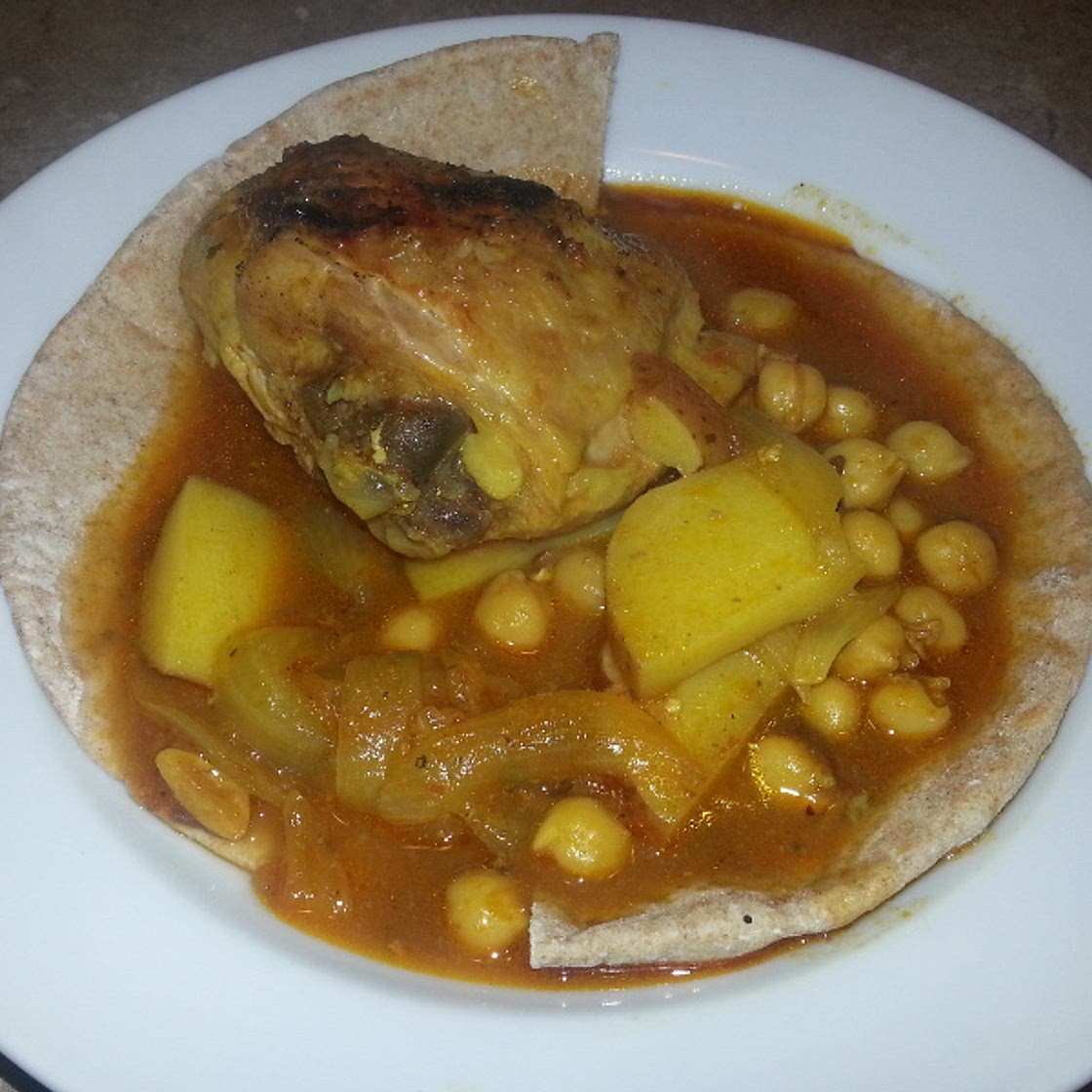 Tashreeb Dajaj Recipe (Iraqi chicken and chickpea stew over brea