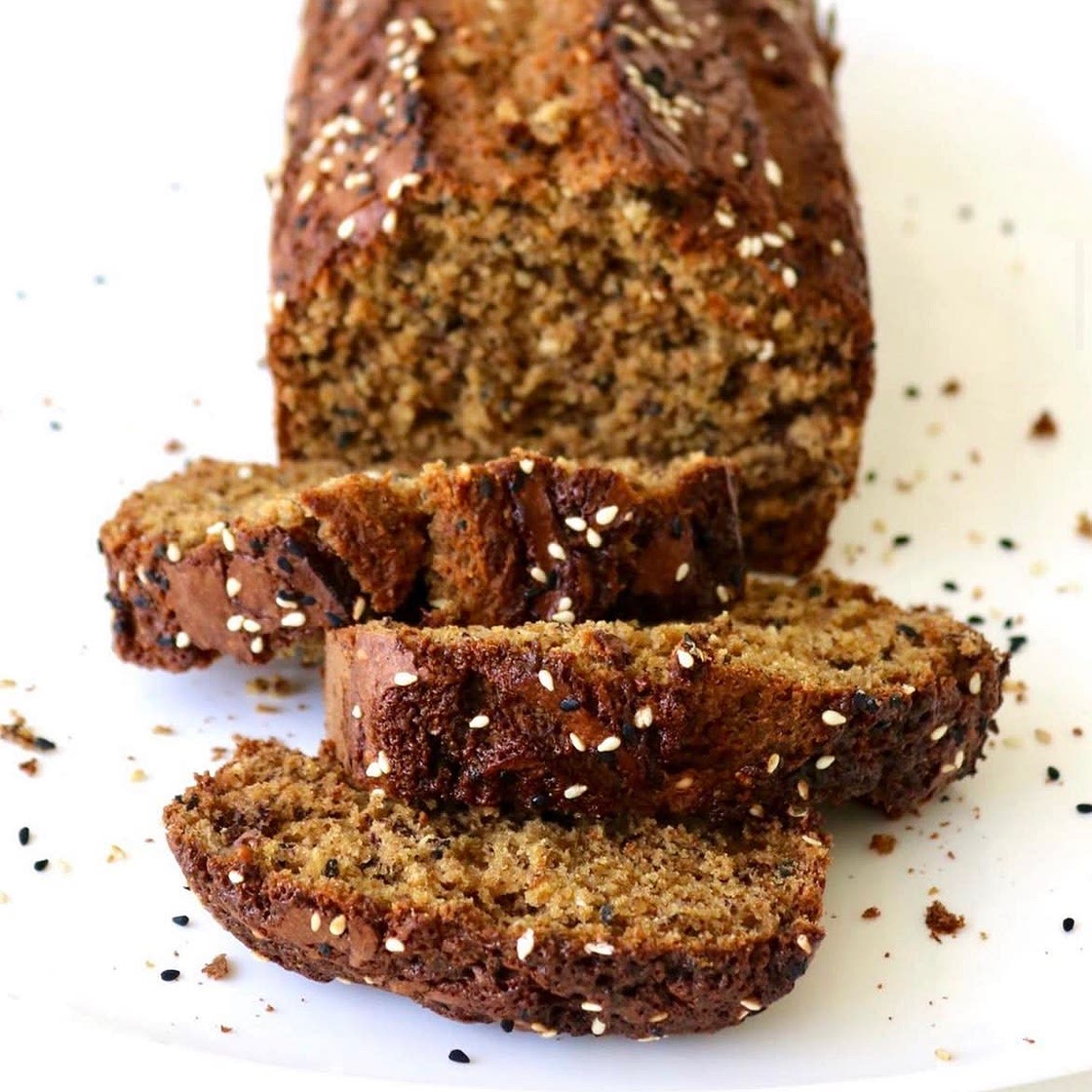 Healthy tahini and molasses banana bread
