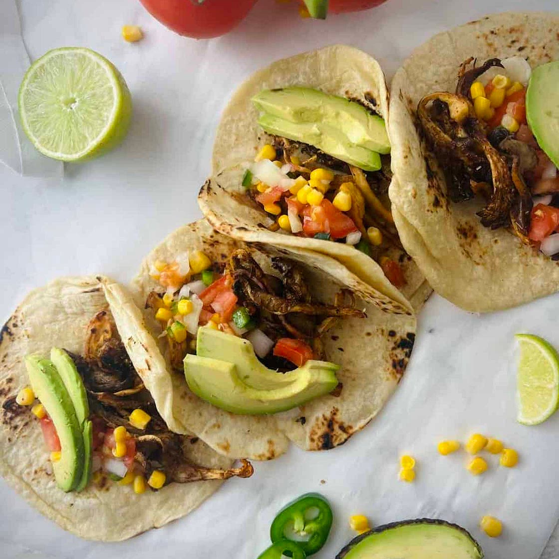 Crispy Oyster Mushroom Tacos with Easy Pico De Gallo