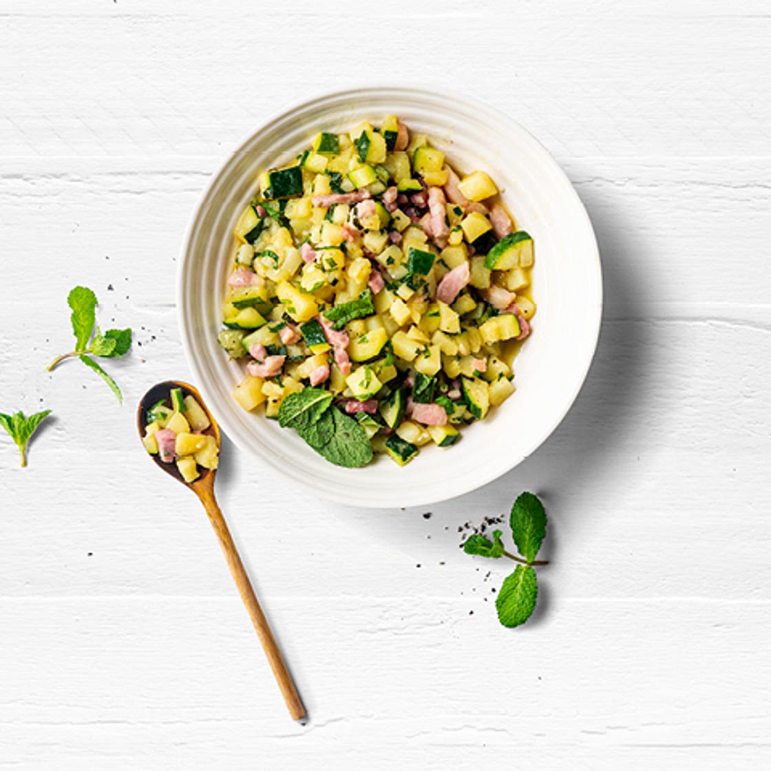Potato Risotto with Bacon and Courgette