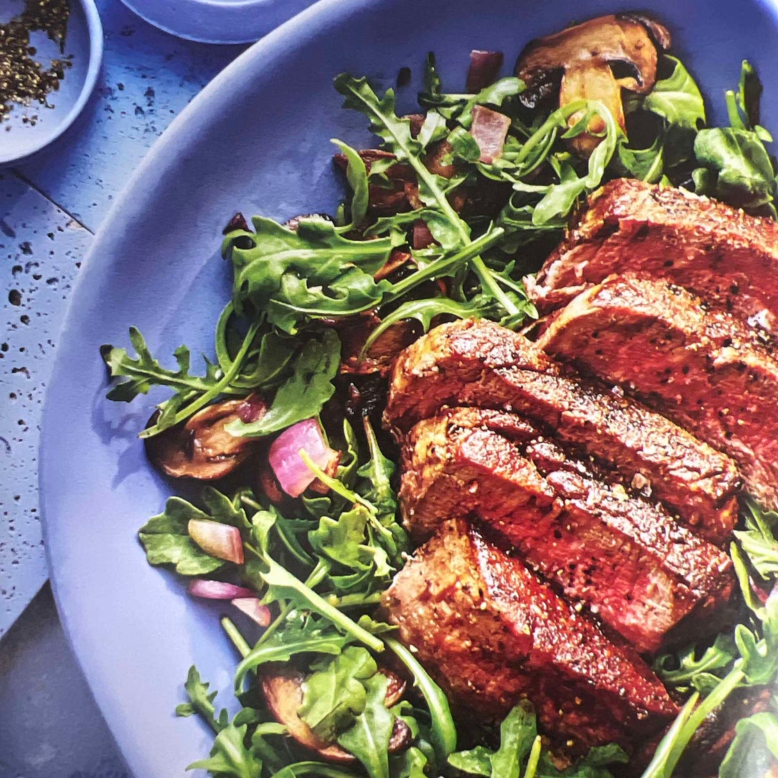 Beef Tenderloin Steaks with Arugula Salad