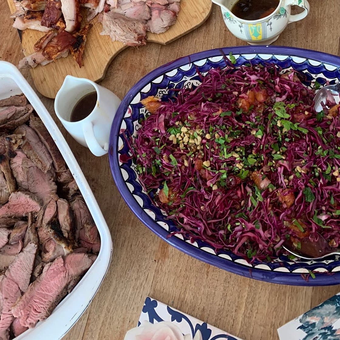 Red Cabbage Salad with Orange, Cranberries, and Walnuts