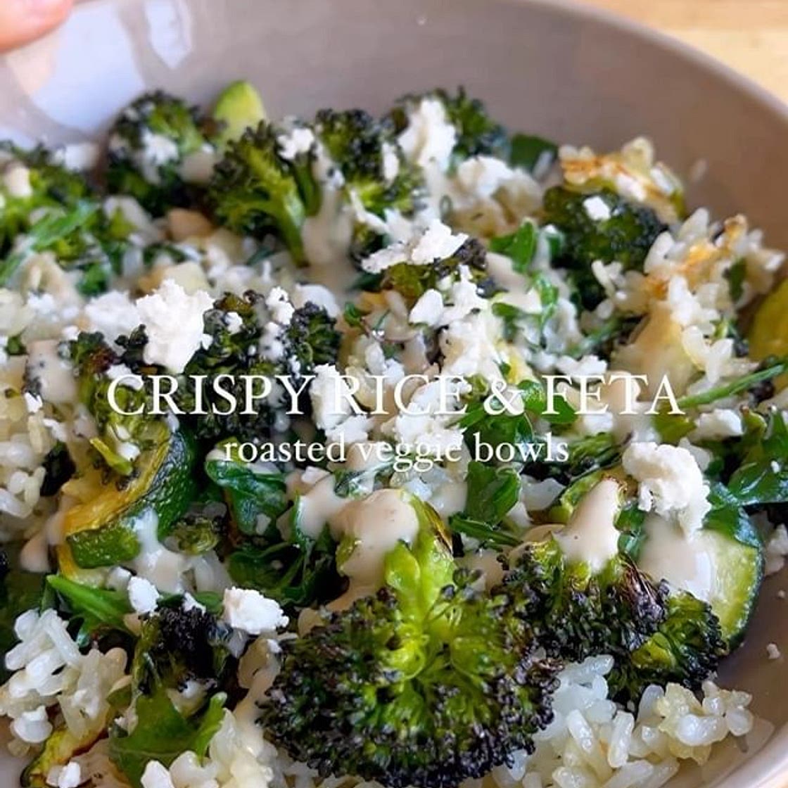 CRISPY RICE & FETA ROASTED VEGGIE BOWLS💚