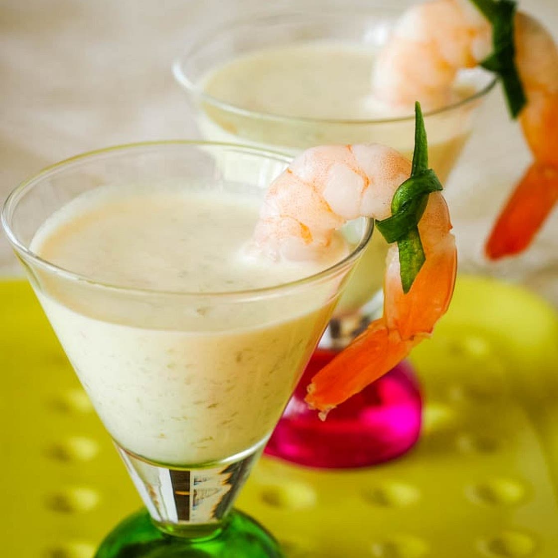 Chilled prawn and cucumber soup