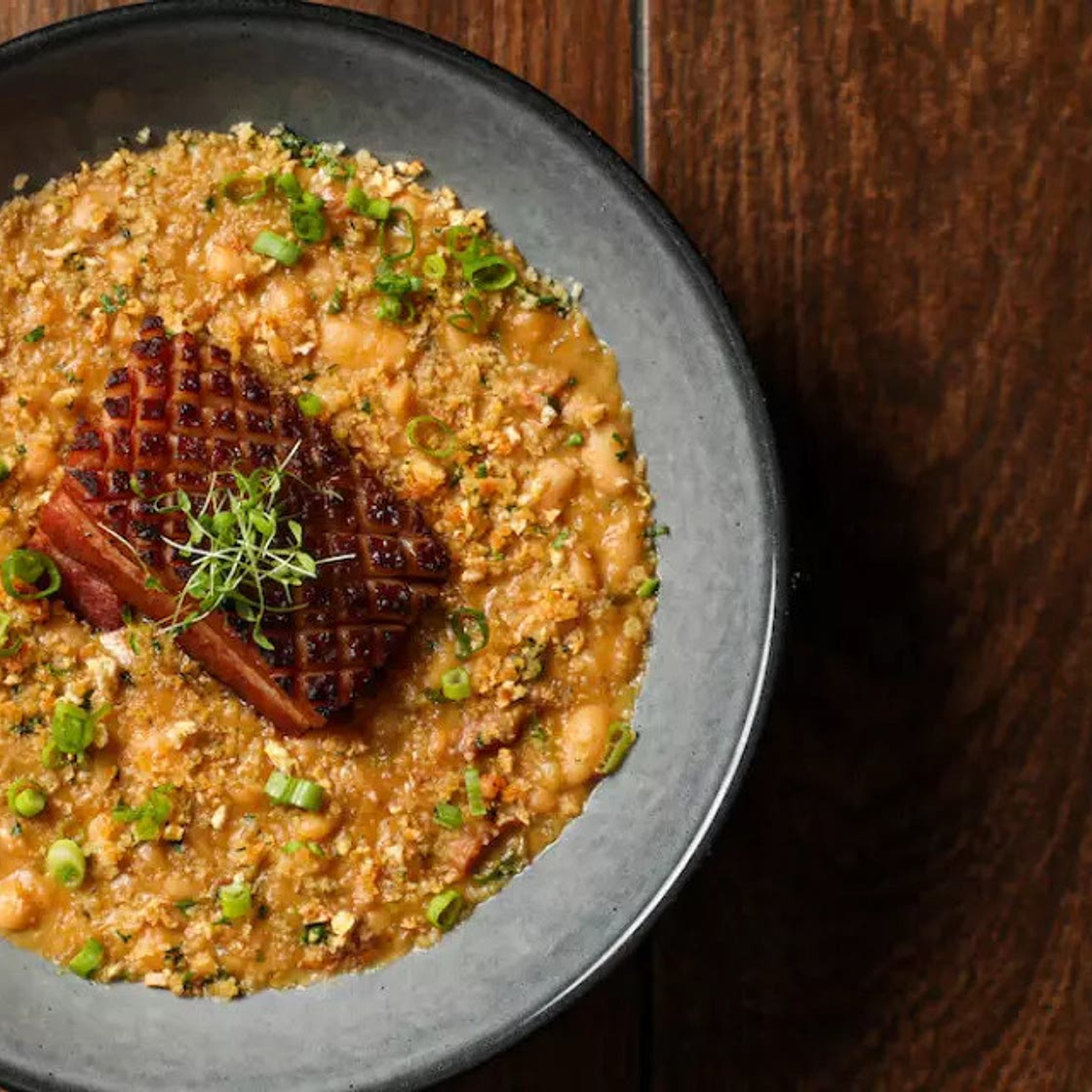 Creole White Bean Cassoulet with Braised Pork Belly