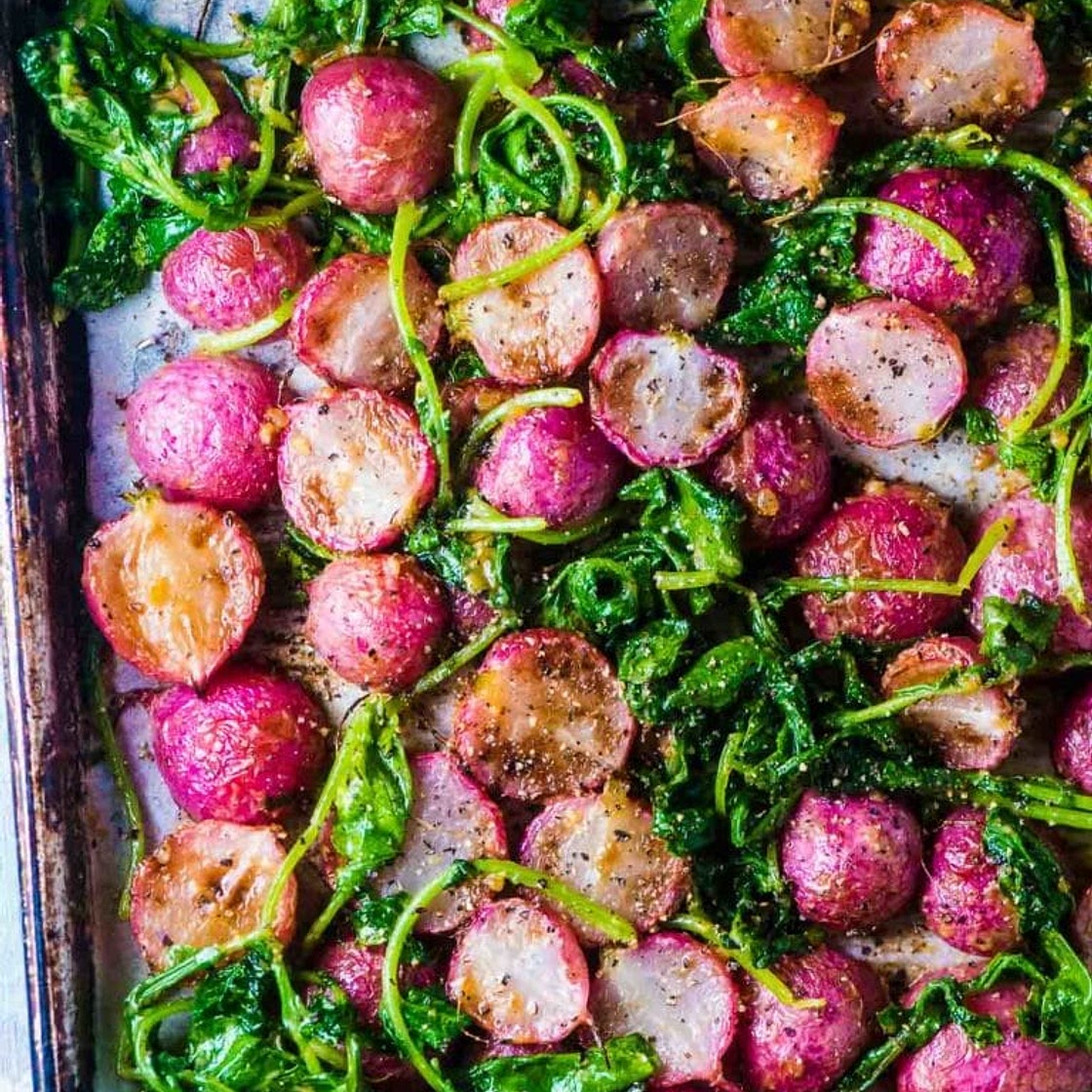Miso Butter Roasted Radishes