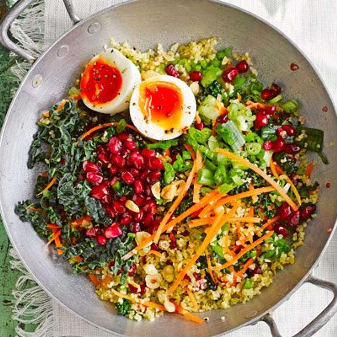 Kale & bulgur tabbouleh with yogurt dressing