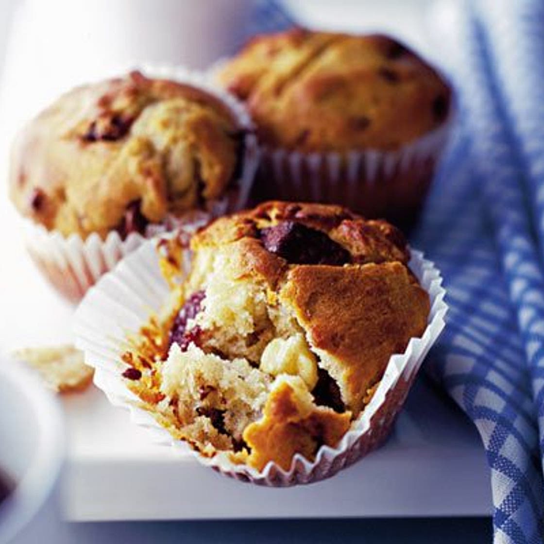 Choc-cherry muffins