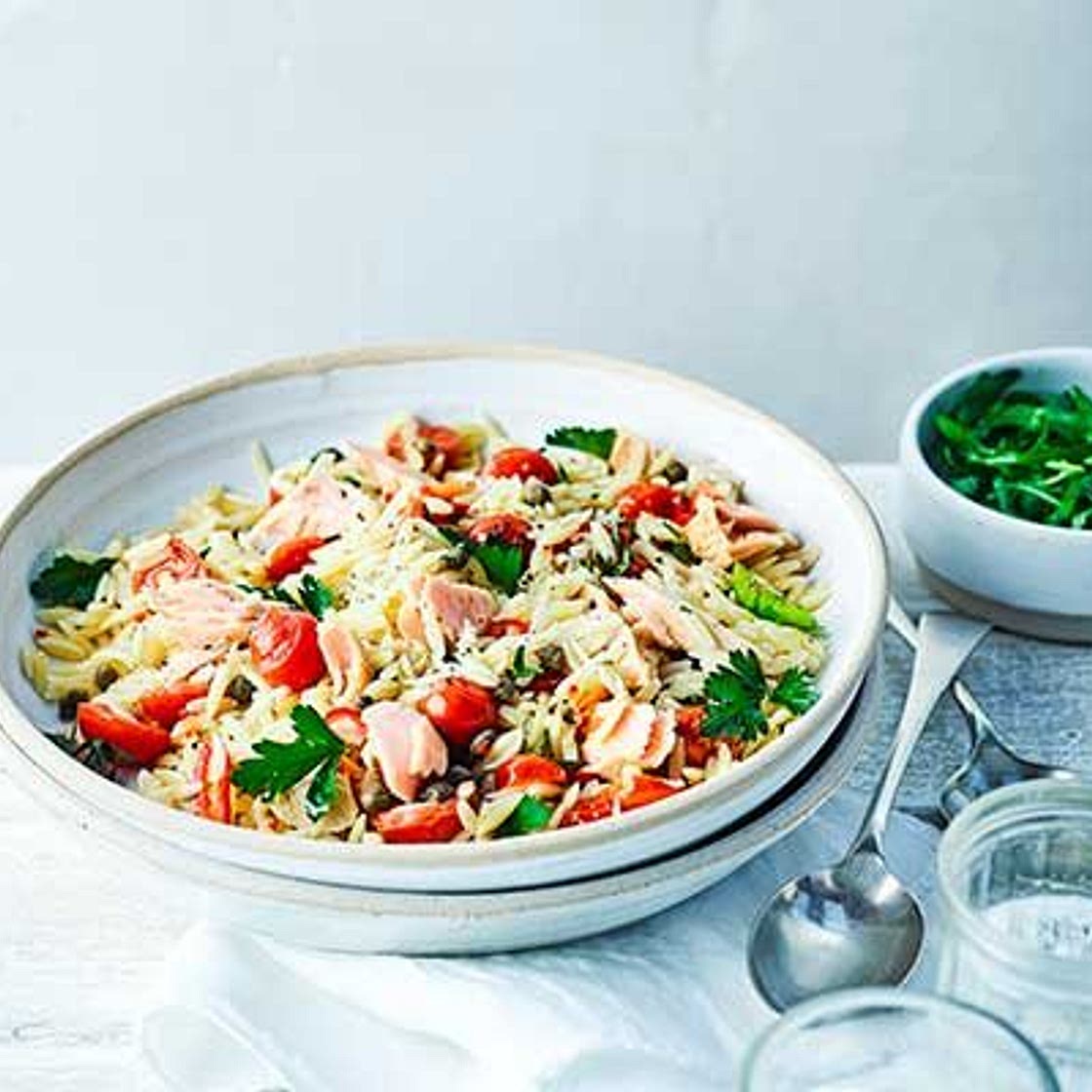 Tuna & caper orzo with parsley