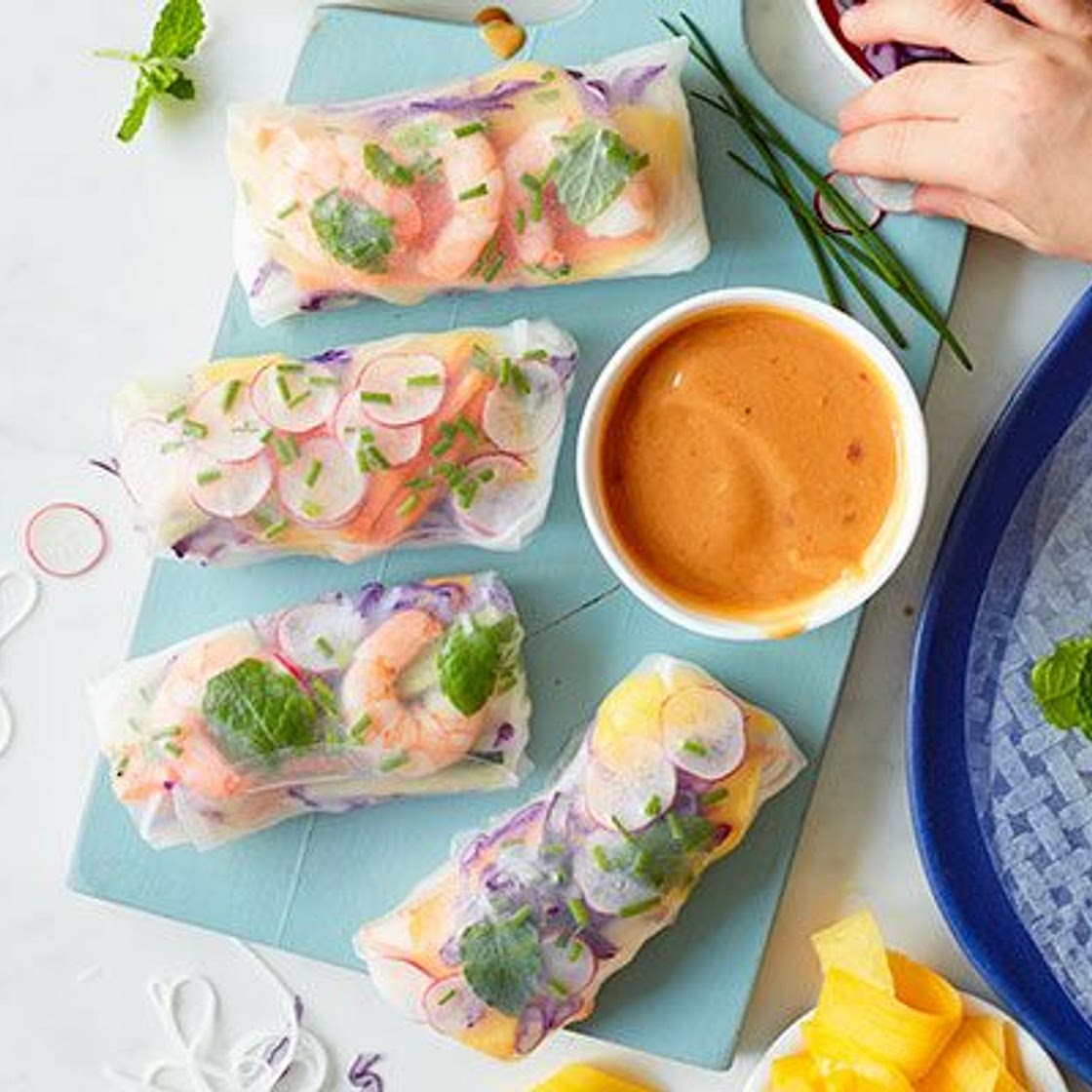 Rainbow rice paper rolls