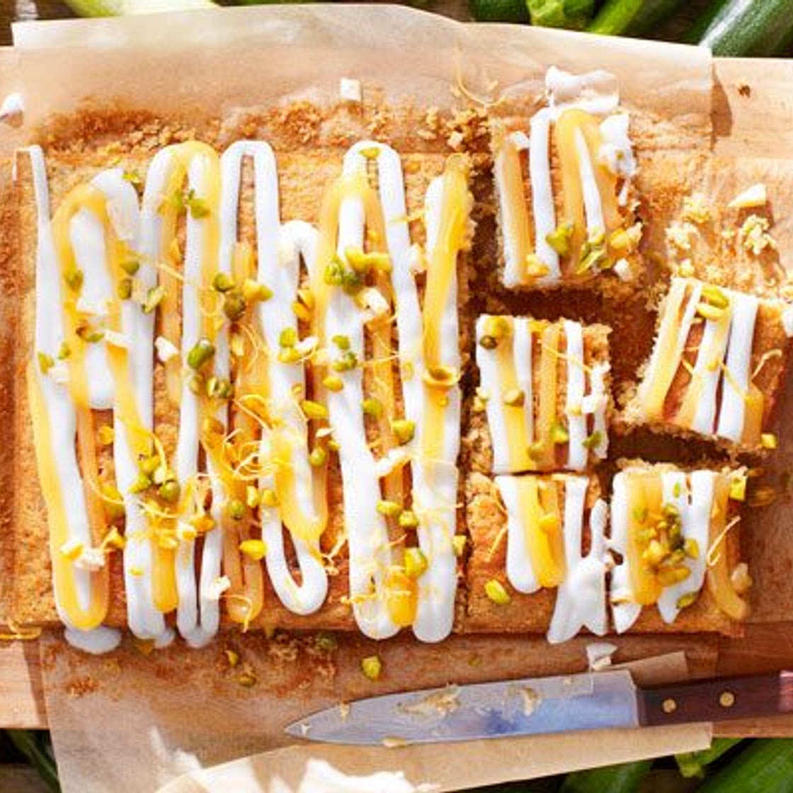 Pistachio, courgette & lemon cake