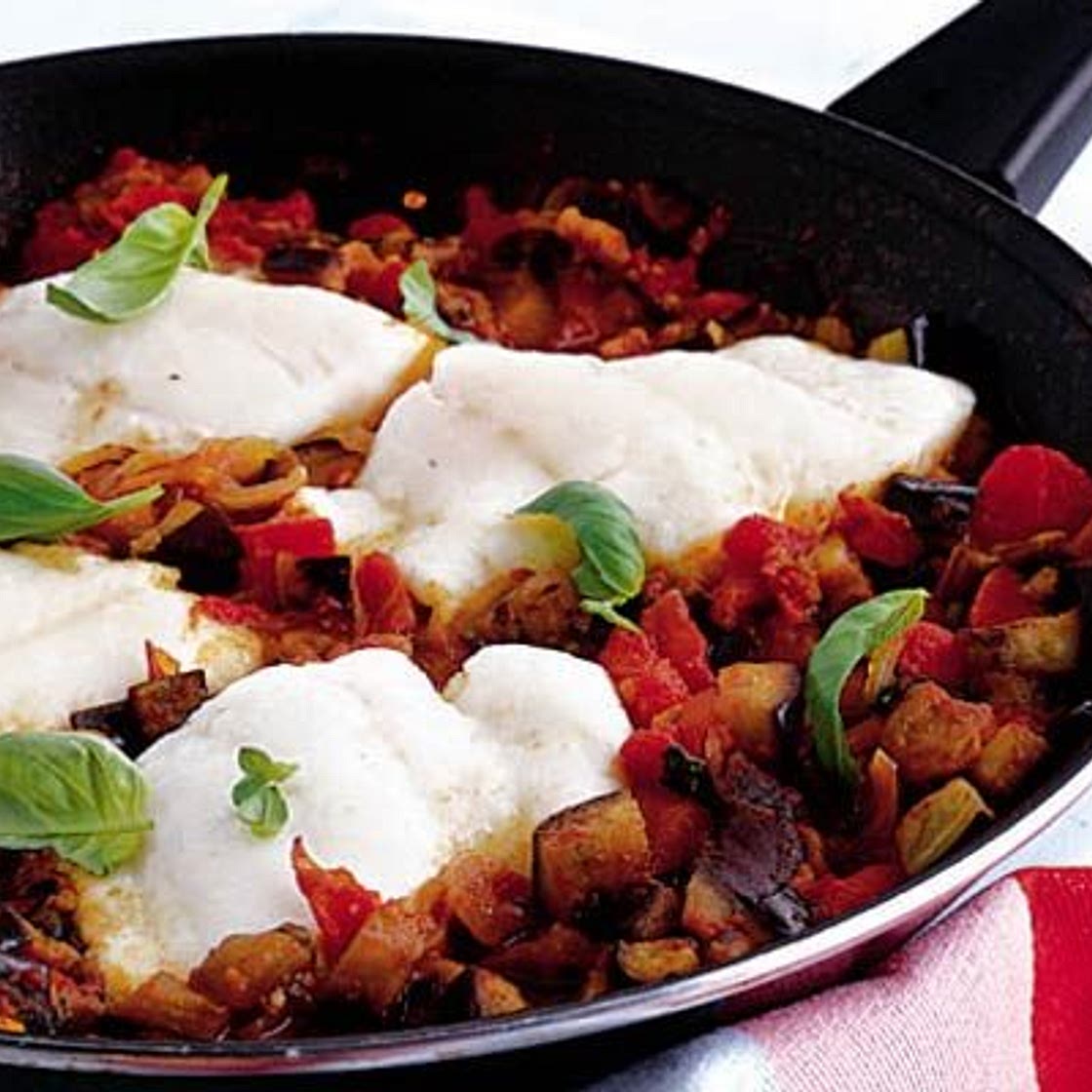 Haddock in tomato basil sauce